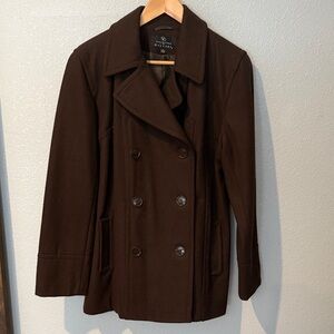 Collection by Gallery Dark Brown Pea Coat